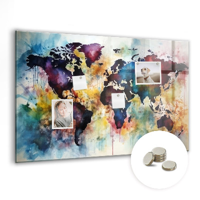 Tableau magnétique enfant Carte à l'aquarelle
