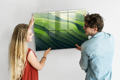 Tableau aimanté horizontal Champs verts abstraits