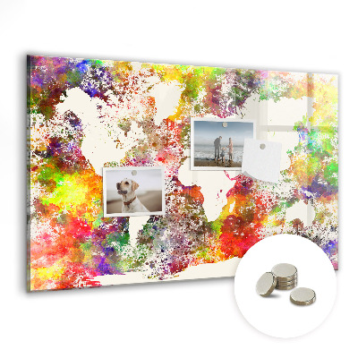 Tableau magnétique enfant Carte du monde à l'aquarelle