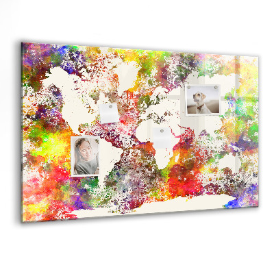 Tableau magnétique enfant Carte du monde à l'aquarelle