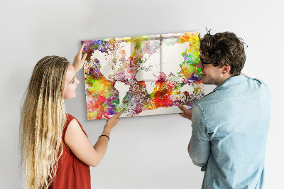 Tableau magnétique enfant Carte du monde à l'aquarelle