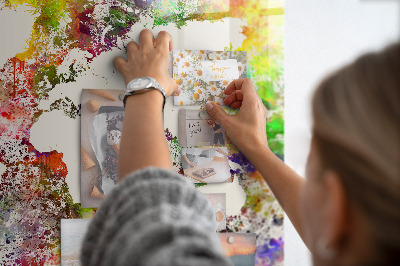 Tableau magnétique enfant Carte du monde à l'aquarelle