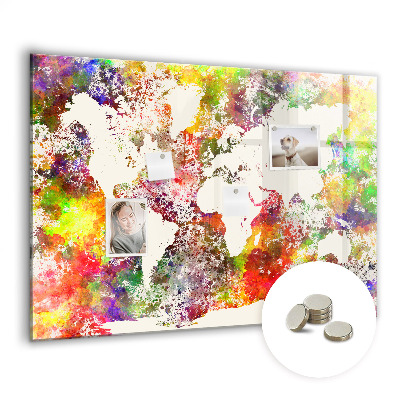 Tableau magnétique enfant Carte du monde à l'aquarelle