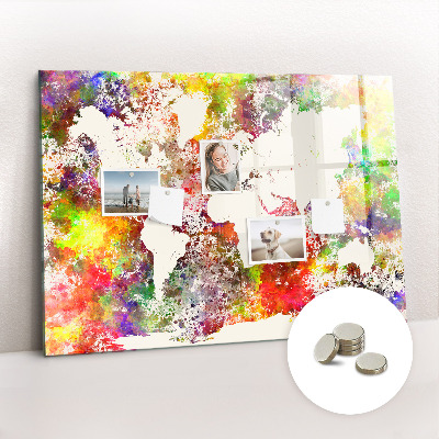 Tableau magnétique enfant Carte du monde à l'aquarelle