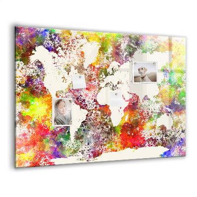 Tableau magnétique enfant Carte du monde à l'aquarelle