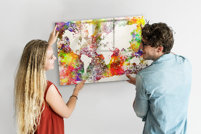 Tableau magnétique enfant Carte du monde à l'aquarelle