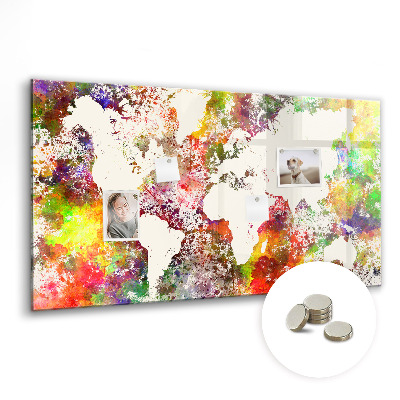 Tableau magnétique enfant Carte du monde à l'aquarelle