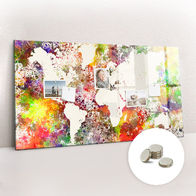Tableau magnétique enfant Carte du monde à l'aquarelle