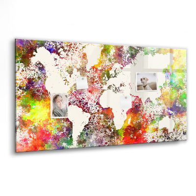 Tableau magnétique enfant Carte du monde à l'aquarelle