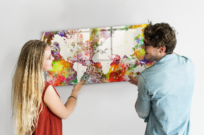 Tableau magnétique enfant Carte du monde à l'aquarelle