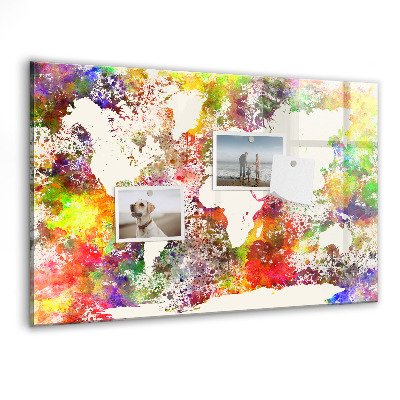 Tableau magnétique enfant Carte du monde à l'aquarelle