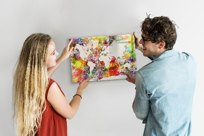 Tableau magnétique enfant Carte du monde à l'aquarelle