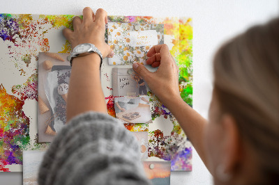 Tableau magnétique enfant Carte du monde à l'aquarelle