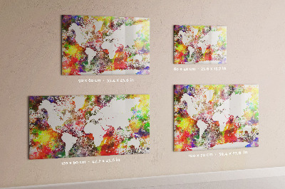 Tableau magnétique enfant Carte du monde à l'aquarelle