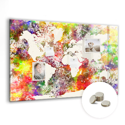 Tableau magnétique enfant Carte du monde à l'aquarelle