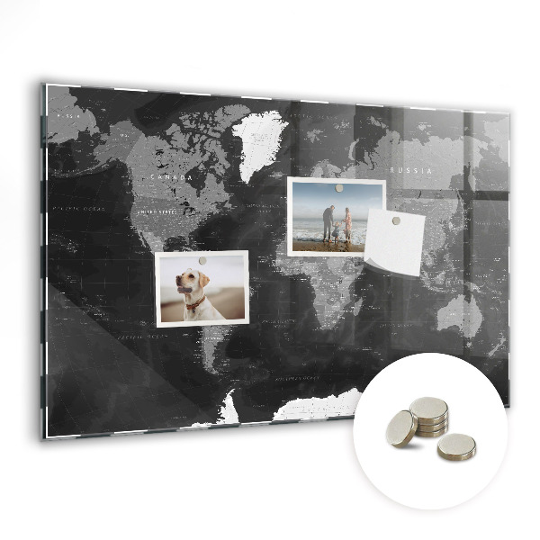 Tableau mural magnétique Carte noire du monde