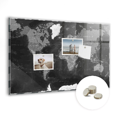 Tableau mural magnétique Carte noire du monde