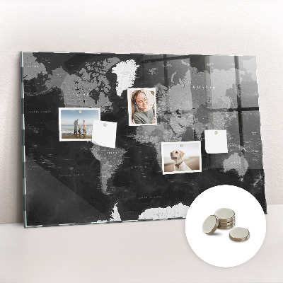 Tableau mural magnétique Carte noire du monde