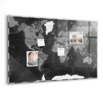 Tableau mural magnétique Carte noire du monde