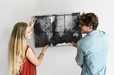 Tableau mural magnétique Carte noire du monde