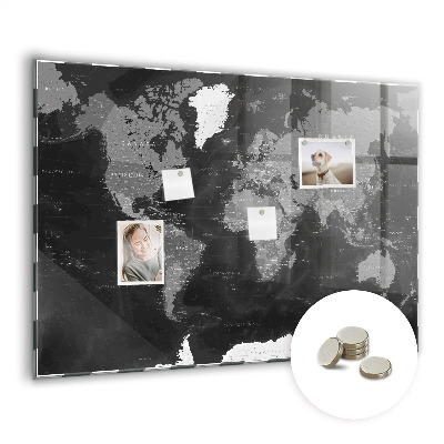 Tableau mural magnétique Carte noire du monde