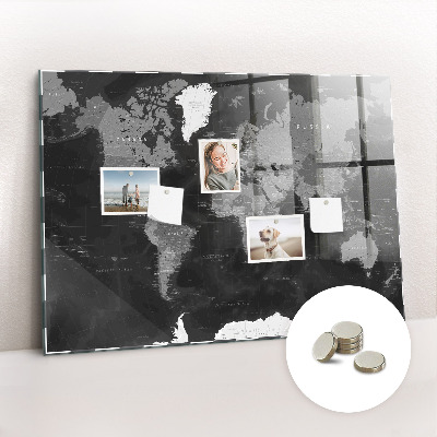 Tableau mural magnétique Carte noire du monde