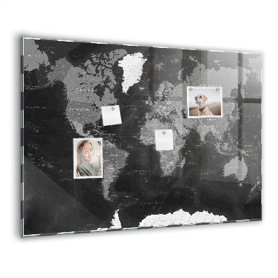 Tableau mural magnétique Carte noire du monde