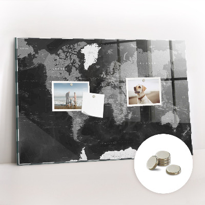 Tableau mural magnétique Carte noire du monde