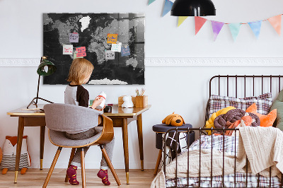 Tableau mural magnétique Carte noire du monde