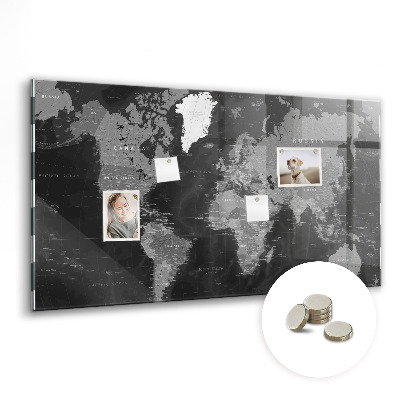 Tableau mural magnétique Carte noire du monde
