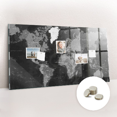 Tableau mural magnétique Carte noire du monde