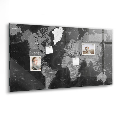 Tableau mural magnétique Carte noire du monde