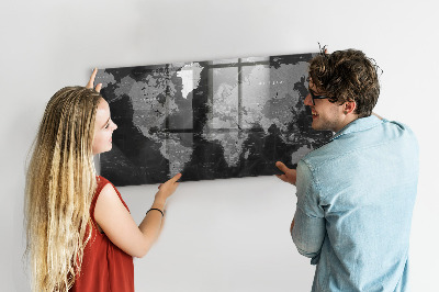 Tableau mural magnétique Carte noire du monde