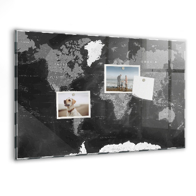Tableau mural magnétique Carte noire du monde
