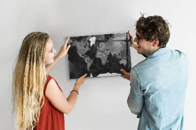 Tableau mural magnétique Carte noire du monde
