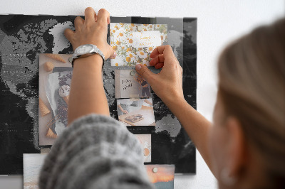 Tableau mural magnétique Carte noire du monde