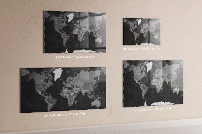 Tableau mural magnétique Carte noire du monde
