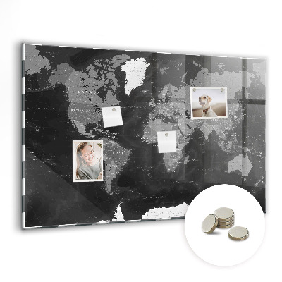 Tableau mural magnétique Carte noire du monde
