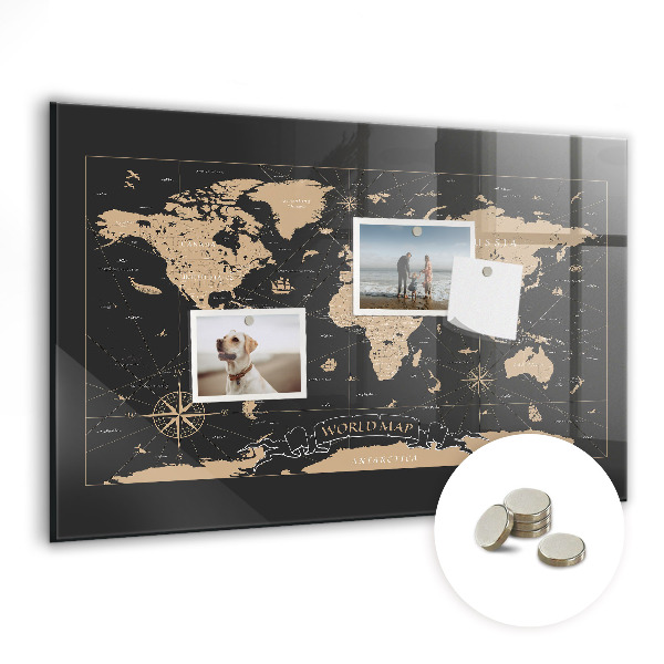 Tableau mural magnétique Carte du monde vintage