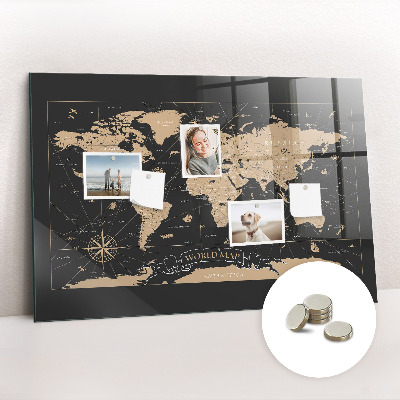 Tableau mural magnétique Carte du monde vintage