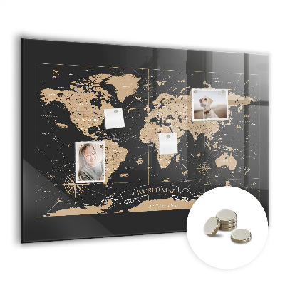 Tableau mural magnétique Carte du monde vintage