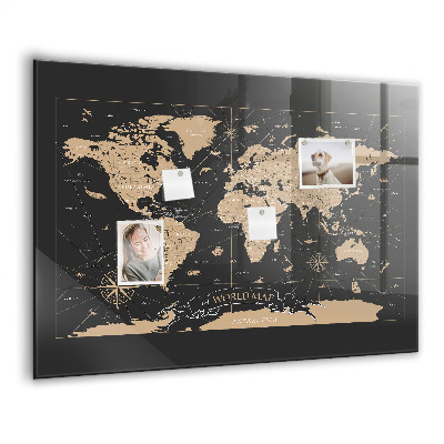 Tableau mural magnétique Carte du monde vintage