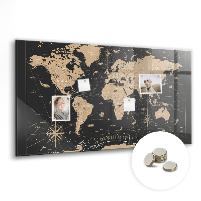 Tableau mural magnétique Carte du monde vintage