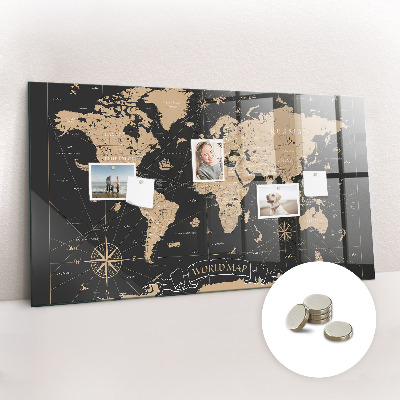 Tableau mural magnétique Carte du monde vintage