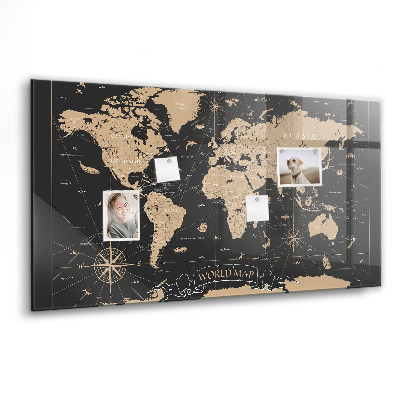 Tableau mural magnétique Carte du monde vintage