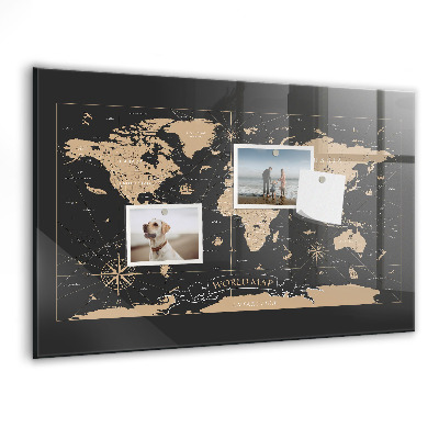 Tableau mural magnétique Carte du monde vintage