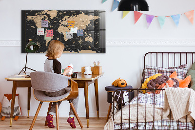 Tableau mural magnétique Carte du monde vintage