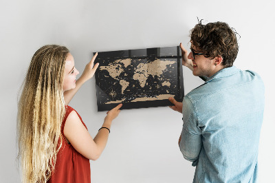Tableau mural magnétique Carte du monde vintage