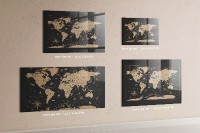 Tableau mural magnétique Carte du monde vintage