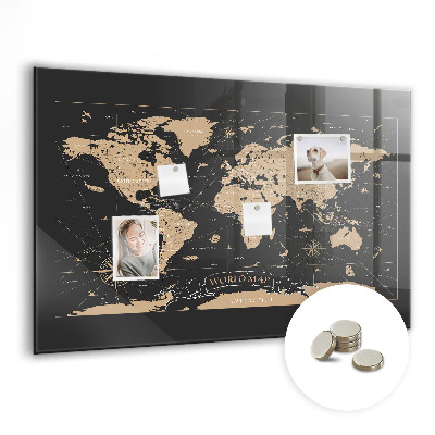 Tableau mural magnétique Carte du monde vintage